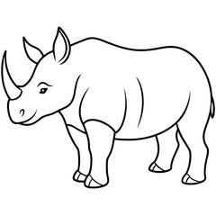 Rhinoceros line art vector illustration