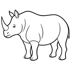 Rhinoceros line art vector illustration