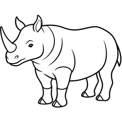 Rhinoceros line art vector illustration