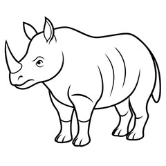 Rhinoceros line art vector illustration