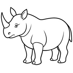 Rhinoceros line art vector illustration