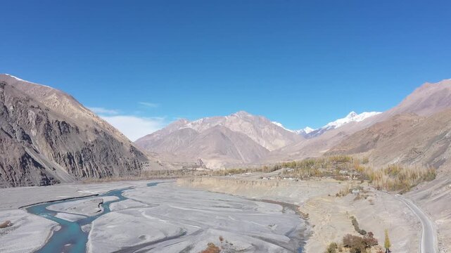 landscapes of beautiful valleys with mountains and clouds in Karakorum rang northern areas of gilgit Baltistan, Pakistan