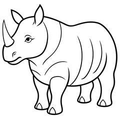 Rhinoceros line art vector illustration