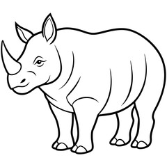 Rhinoceros line art vector illustration