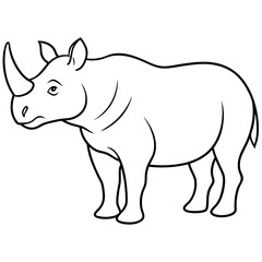 Rhinoceros line art vector illustration