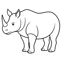 Rhinoceros line art vector illustration