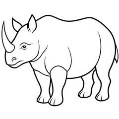 Rhinoceros line art vector illustration
