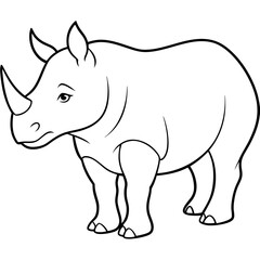 Rhinoceros line art vector illustration