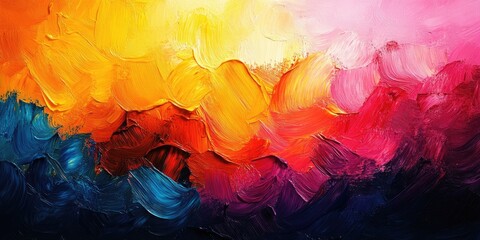 Abstract Oil Painting with Vibrant Colors and Thick Brushstrokes