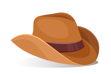 Hat and cap. Brown panama for summer season and hot weather. Fashion, trend and style. Aesthetics and elegance. Poster or banner. Flat vector illustration isolated on white background