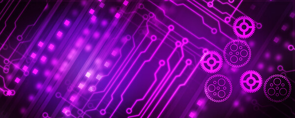 2d illustration Abstract futuristic electronic circuit technology background