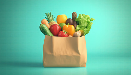Healthy Shopping Bag with Vibrant Fruits and Veggies.