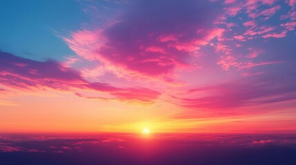 Stunning sunset sky with vibrant pink and orange clouds.
