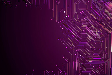 Abstract image of a circuit board with glowing lines and nodes on a pink gradient background. The intricate network of connections creates a modern, tech-inspired visual. Copy space available
