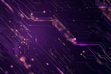 Obraz premium Abstract image of a circuit board with glowing lines and nodes on a pink gradient background. The intricate network of connections creates a modern, tech-inspired visual. Copy space available