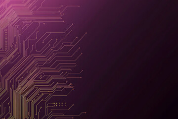 Abstract image of a circuit board with glowing lines and nodes on a pink gradient background. The intricate network of connections creates a modern, tech-inspired visual. Copy space available