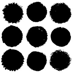 A collection of black circles displayed against a white background