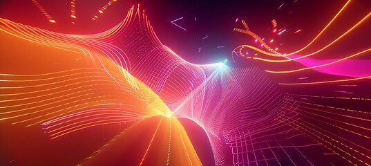 A Neon Background with Geometric Shapes