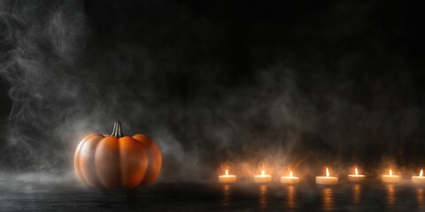 Spooky Halloween Pumpkin with Candles created by ai