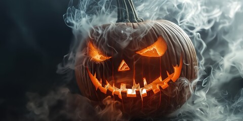 Spooky Halloween Pumpkin with Candles created by ai