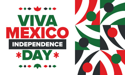 Viva Mexico. Mexican Independence Day. Happy holiday. Celebrate annual in September 16. Freedom day. Patriotic mexican design. Poster, card, banner, template, background. Vector illustration