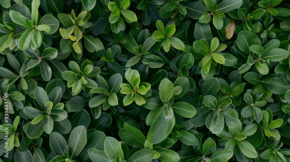 Poster aerial view of young green plants in symmetrical pattern with diffused light creating pastel geometr