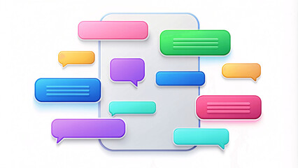 Fototapeta premium Beautiful 3d render design set of a different chatting sms template bubbles. blank colorful text bubbles Vector illustration