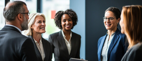 A CEO discussing company strategies with senior executives. CEO discussing