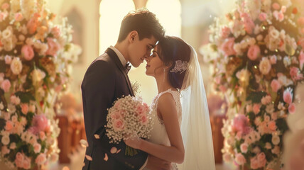 young romantic couple in the wedding ceremony