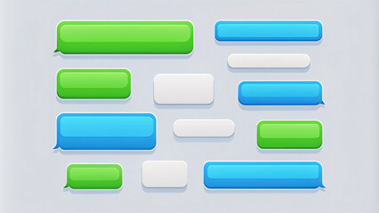 Obraz premium Beautiful 3d render design set of a different chatting sms template bubbles. blank colorful text bubbles Vector illustration