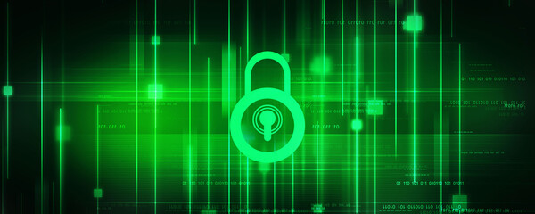 2d illustration Safety concept: Closed Padlock on digital background