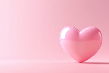 Rose-colored heart icon on soft pink background. Three-dimensional artwork. Cheerful valentine's day vibe