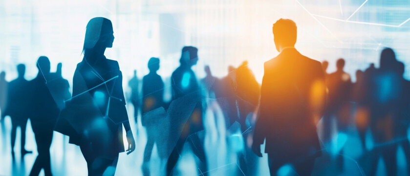 A group of professionals networking at a business conference. professionals networking