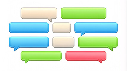 Beautiful 3d render design set of a different chatting sms template bubbles. blank colorful text bubbles Vector illustration
