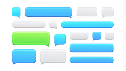Obraz premium Beautiful 3d render design set of a different chatting sms template bubbles. blank colorful text bubbles Vector illustration