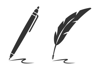 Writing set. Flat vector illustration. White background.  