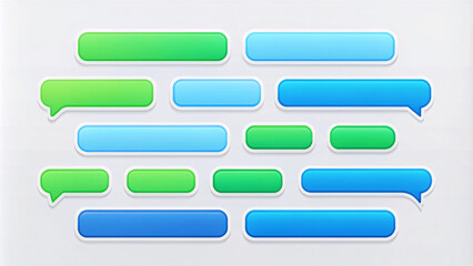 Obraz premium Beautiful 3d render design set of a different chatting sms template bubbles. blank colorful text bubbles Vector illustration
