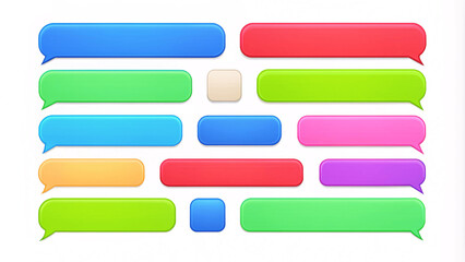 Obraz premium Beautiful 3d render design set of a different chatting sms template bubbles. blank colorful text bubbles Vector illustration