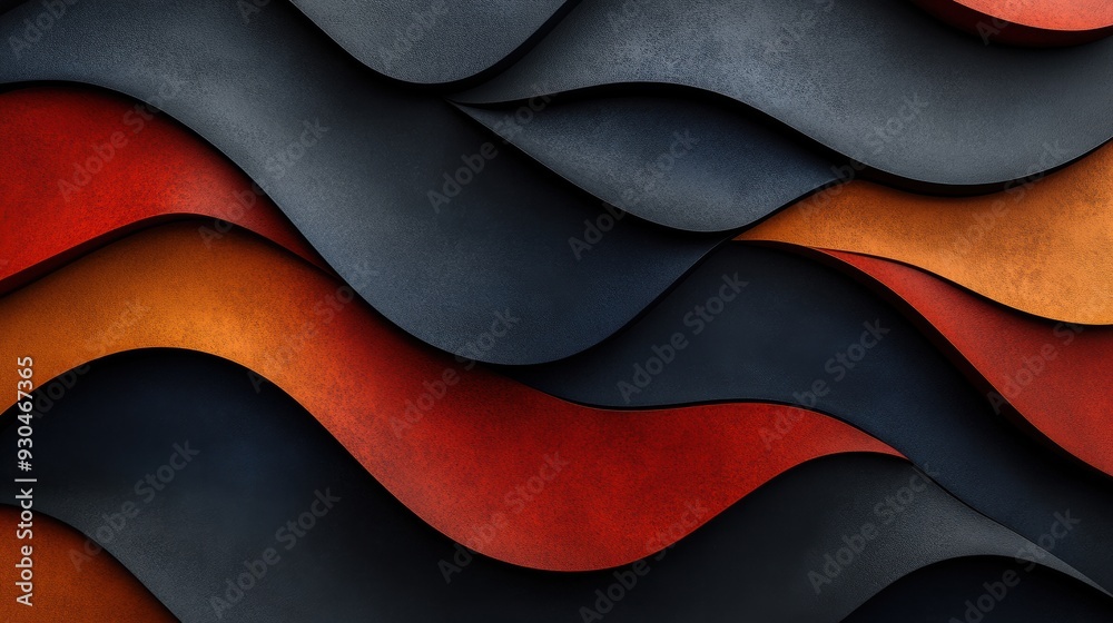 Sticker Abstract Waves of Black, Red, and Orange Textures