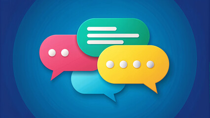 Fototapeta premium Beautiful 3d render design set of a different chatting sms template bubbles. blank colorful text bubbles Vector illustration