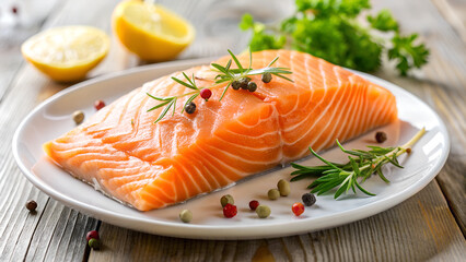 salmon steak with lemon