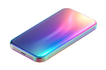 Sleek Holographic Smartphone with Glowing Edges on Glossy Surface - Cutting Edge Technology Concept in Simple Flat Vector Illustration Perfect for Smart Business Presentations