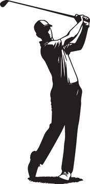 silhouettes of a golfer man playing golf vector illustration