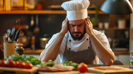 Cooking class food preparation chef culinary lesson recipeBusinessman stressed at his desk due to global recession