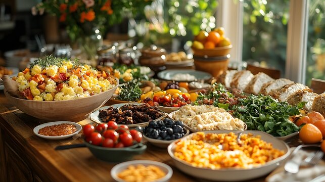 A family meal emphasizing healthy eating habits to prevent diabetes, reflecting societal efforts, high-resolution photorealistic image.