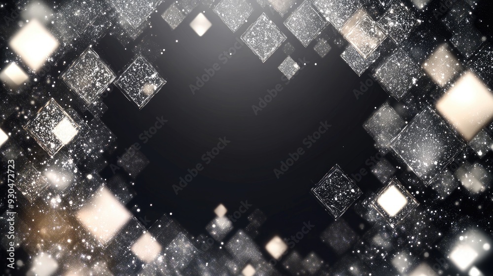 Fototapete abstract diamond shapes forming a subtle, sparkling border with generous space for inserting text or