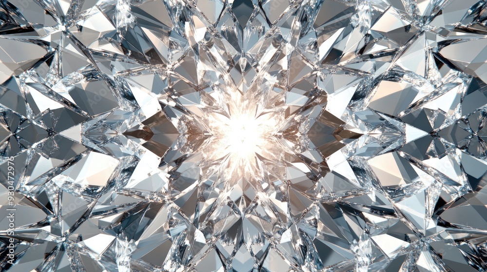 Fototapete an array of abstract diamonds arranged in a symmetrical pattern, leaving the center open for headlin