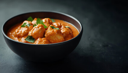Indian butter chicken curry dish served over a bowl