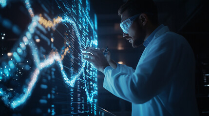 Scientist analyzing biological data biotechnology