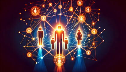 Abstract Glowing Family Network: Unity Symbol Vector Art for Support and Connection Campaigns
